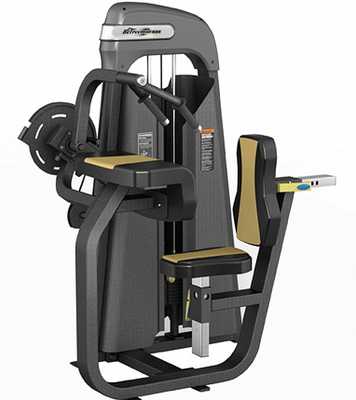 Fitness bodybuilding esercizio di acciaio seduta tricepo-piatta macchina con carico di allenamento pin
