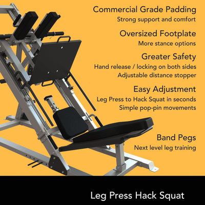 Durabile universale 2 in 1 doppia funzione piastra caricato Leg Press Hack Squat Gym Equipaggiamento