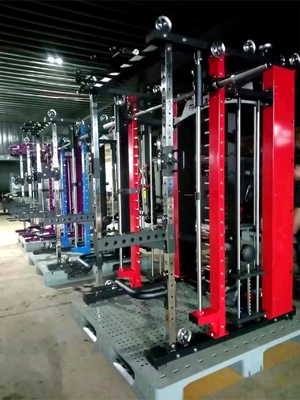 Allenamento di forza in palestra a casa con allenatore funzionale all-in-one e stack di peso da 3*80 kg