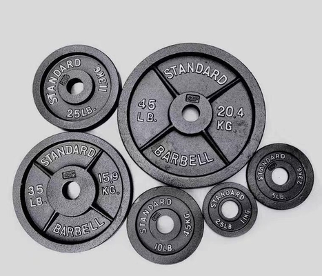 Superficie di gomma Piastra di peso per barbell in ghisa per uso commerciale e domestico 5kg 10kg 20kg 50kg