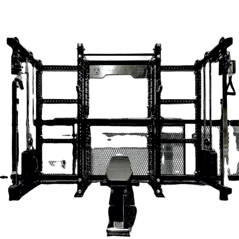 Smith e Squat Rack multifunzione per esercizi di palestra con scelta di peso regolabile